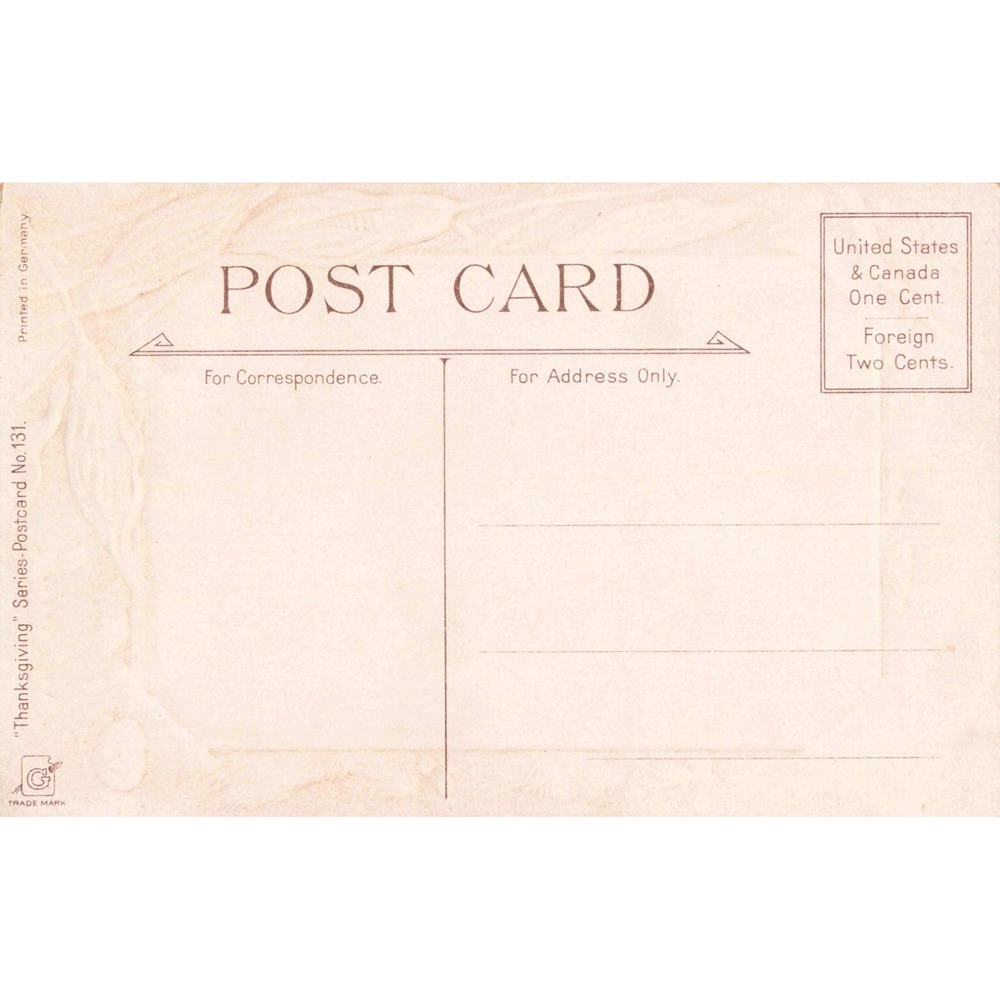 Vintage 1910 Thanksgiving Day Postcard Turkey A Von Beust Embossed Germany 131 - Picture 2 of 2